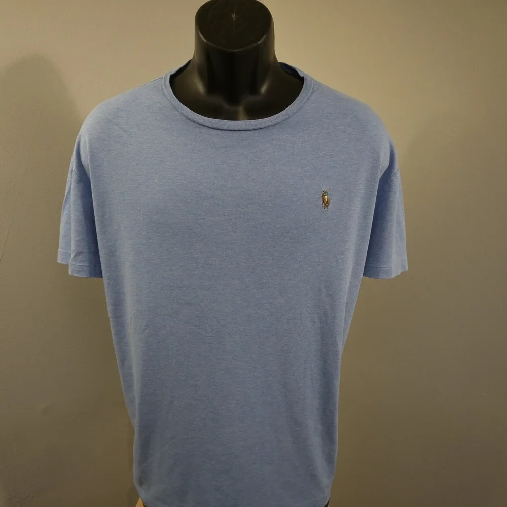 Polo Ralph Lauren T-Shirt Mens XL Classic Fit Light Blue Heathered Short Sleeve